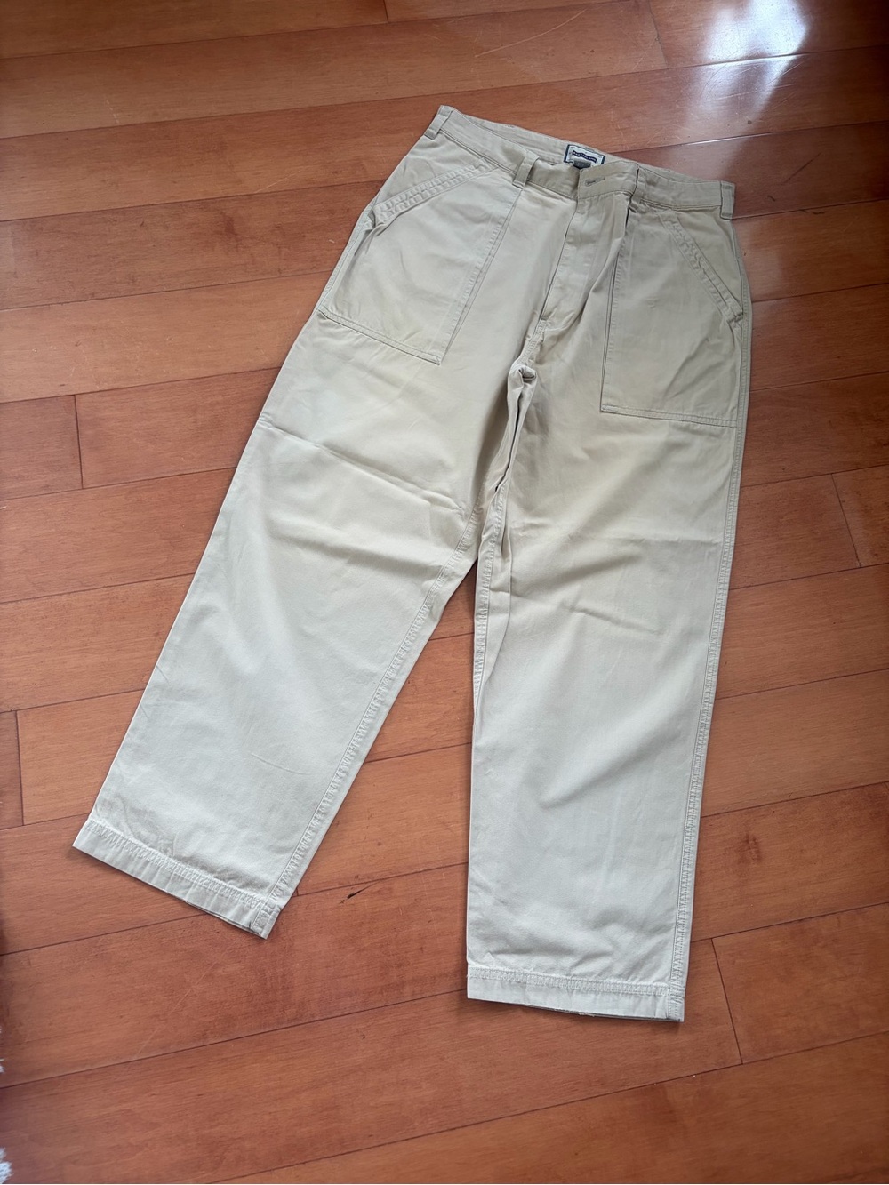 Men's Relaxed Straight Chino Pants in Light Khaki, 34-30